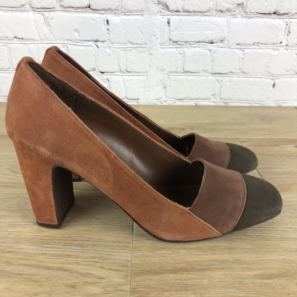 Liz Claiborne Brown Suede Block Heel shoes Sz 9.5 - Picture 3 of 6